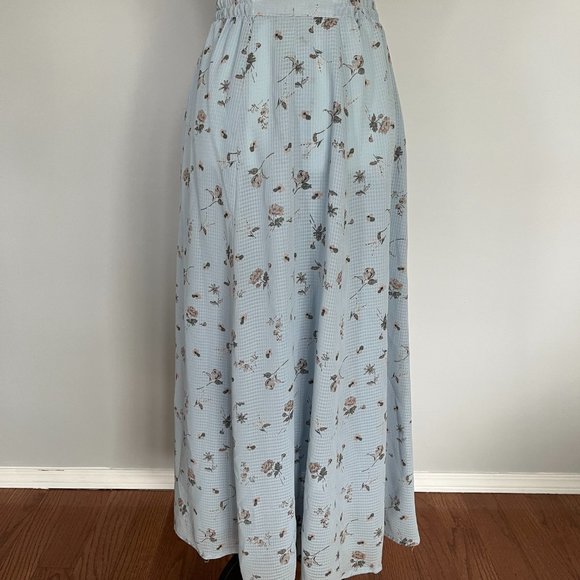 Authentic Vintage Blue Floral Button-Up Maxi Skirt - Picture 4 of 4
